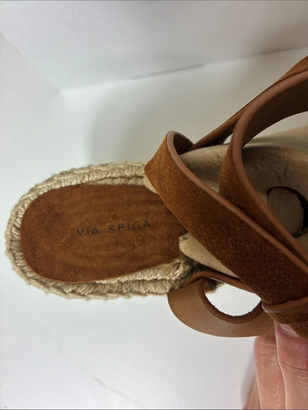 Via Spiga Suede Espadrille Ankle-Strap Sandals Wedge